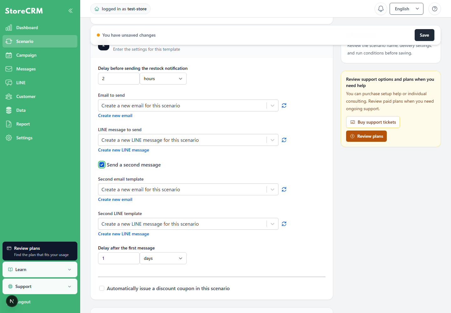 Automatically issue discount coupons in this scenario.