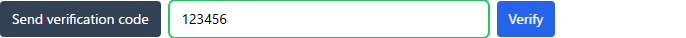 Field for entering the six-digit verification code for a test recipient email address