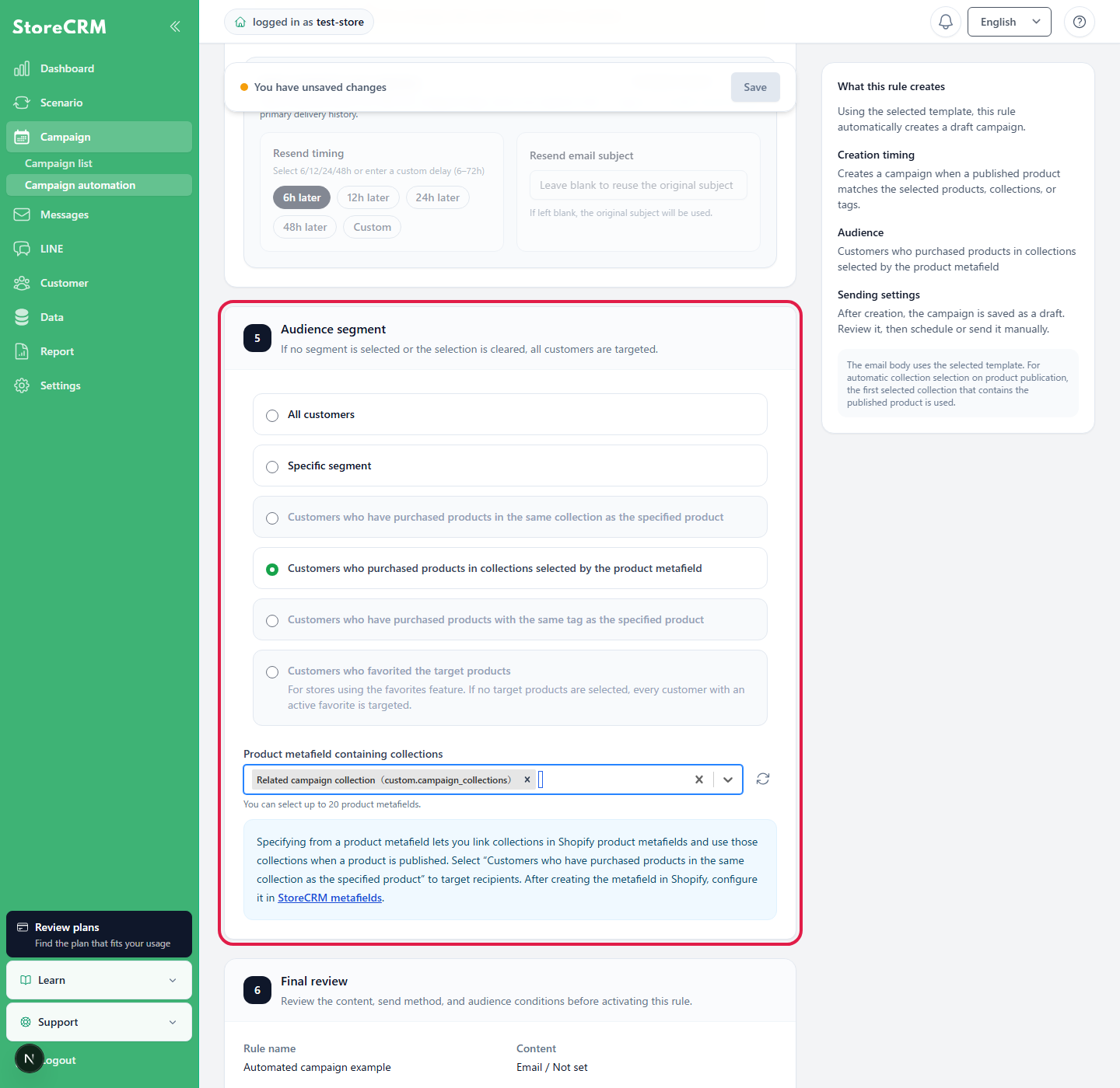 This setting extracts buyers based on collections stored in a product metafield.