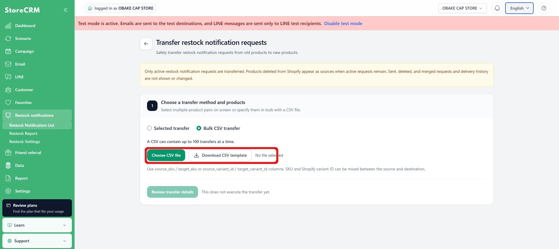 Select the CSV file to validate